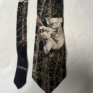Vintage‎ 1995 Marc Dennis Koala Hang-Out Novelty Silk Necktie Animal Print